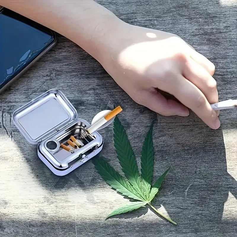 Stainless Steel Ashtray with Lid – Smokeless Portable Car & Home Portable Ashtray Babs