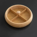 Round Wooden 4-Compartment Snack Serving Tray – Retro Nut Platter Snack Serving Tray Babs Brown