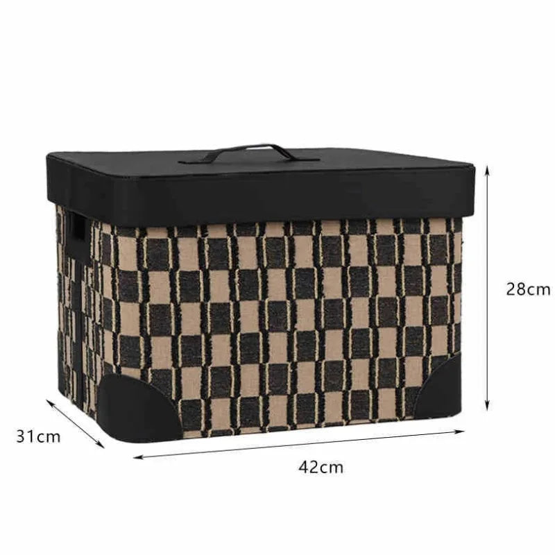Large Leather Storage Box with Lid – Retro Luxury Organizer Leather Storage Box Babs Black-Medium
