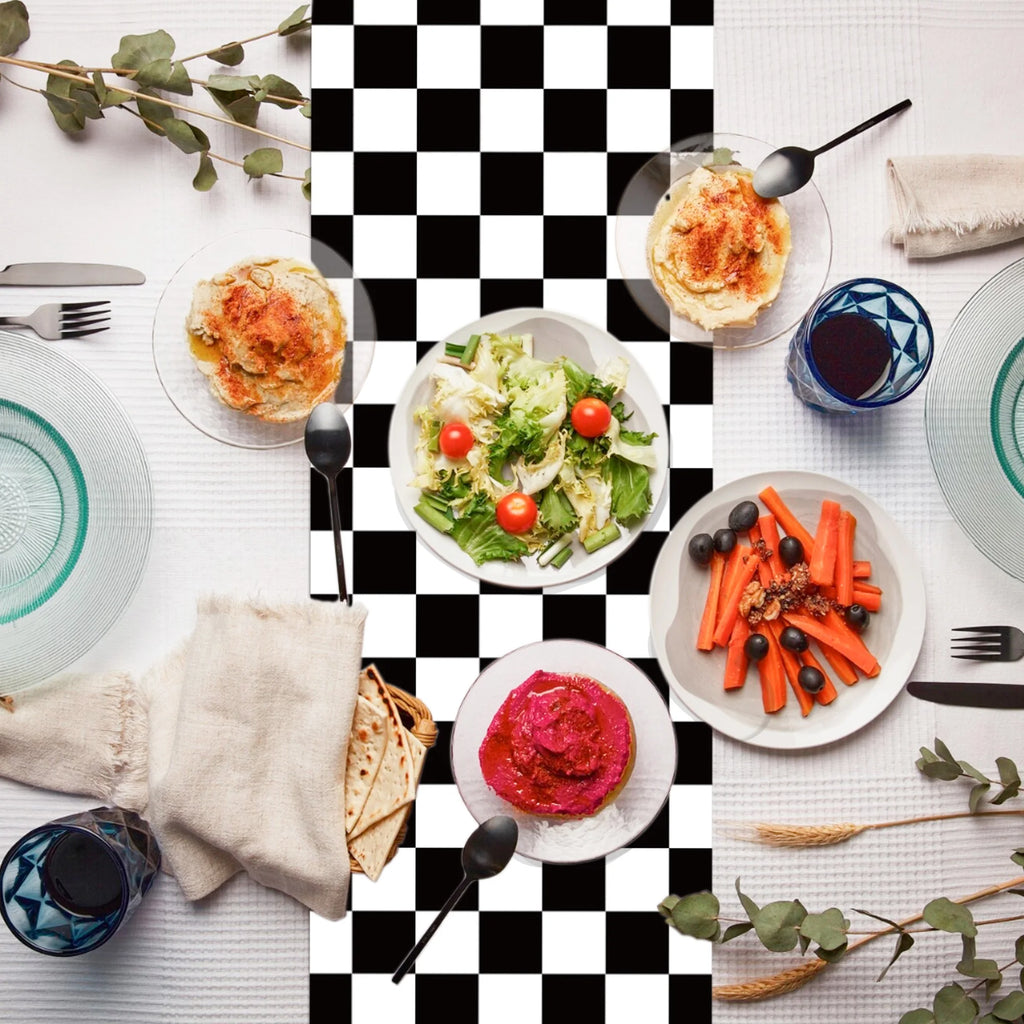 Black White Checkered Racing Table Runner – Party Decor Party Table Runner Babs