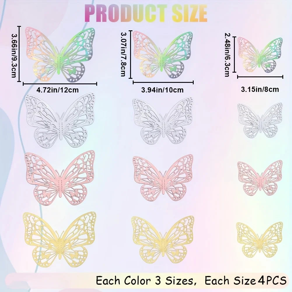 12pcs 3D Butterfly Wall Stickers – Home & Room Decor Wall Sticker Set Babs