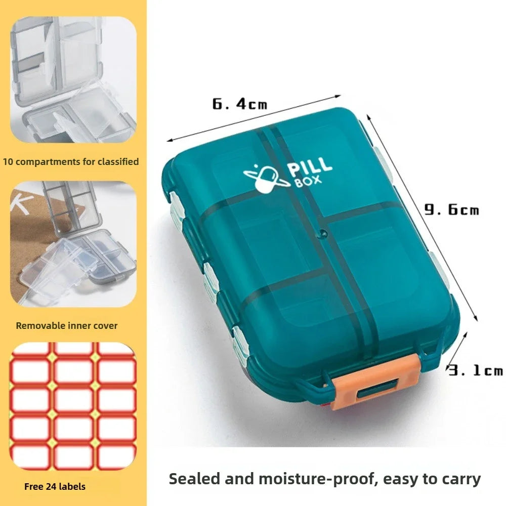 10-Compartment Portable Travel Pill Organizer & Daily Case Pill Organizer Case Babs