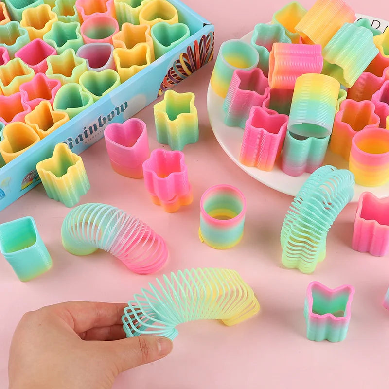 48-Pack Rainbow Coil Spring Fidget Toys – Kids Party Favors Fidget Party Toys Babs