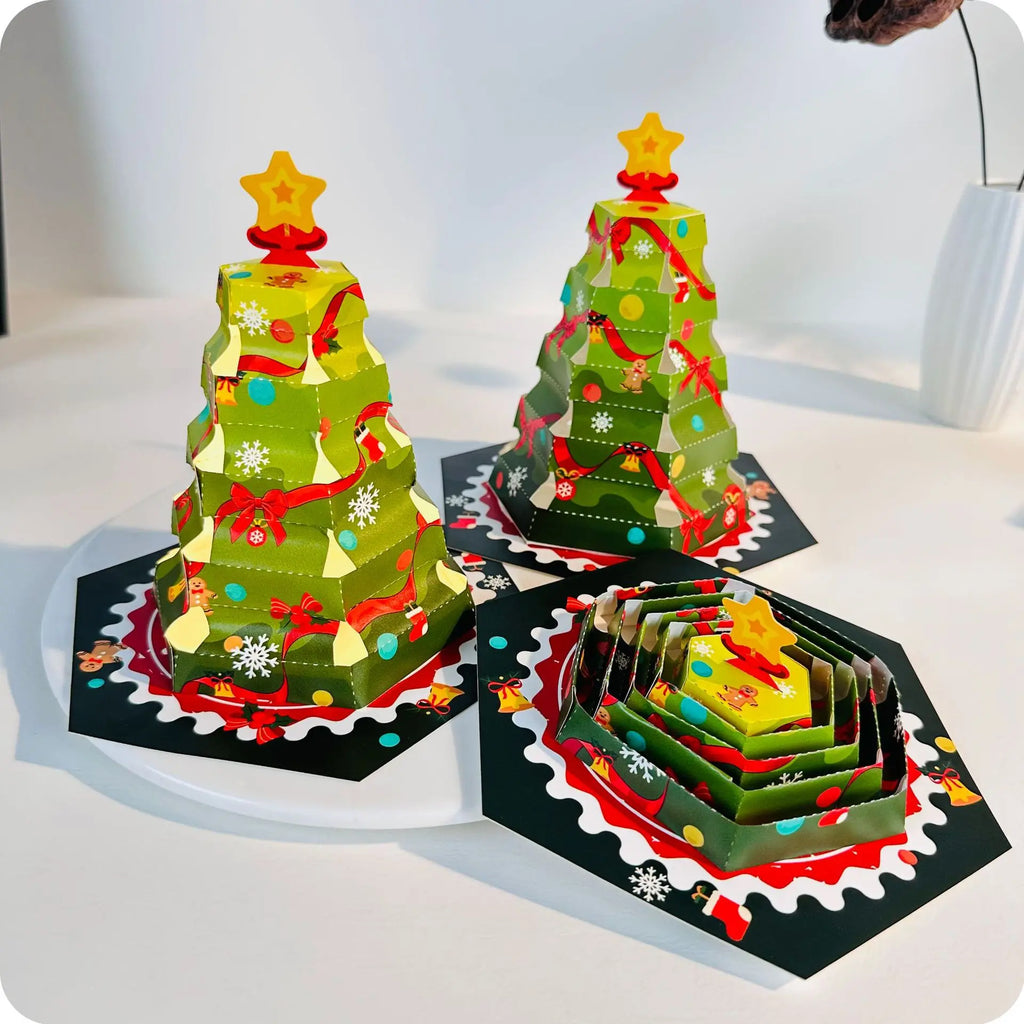 3D Pop-Up Christmas Tree Greeting Card | Foldable Pull-Out Pop-Up Greeting Card Babs