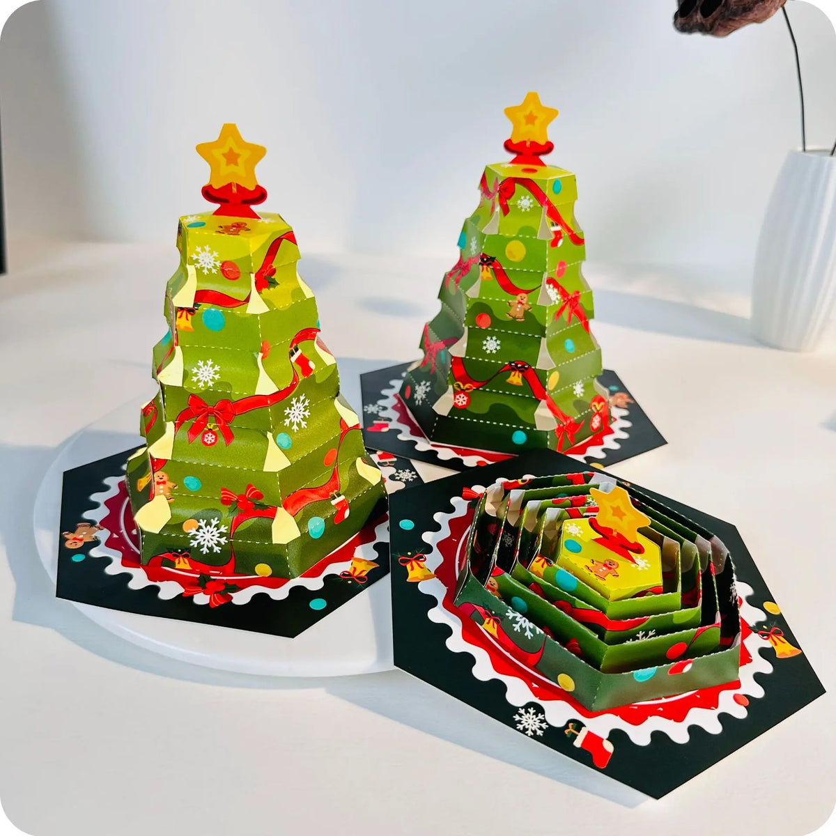 3D Pop-Up Christmas Tree Greeting Card | Foldable Pull-Out Pop-Up Greeting Card Babs