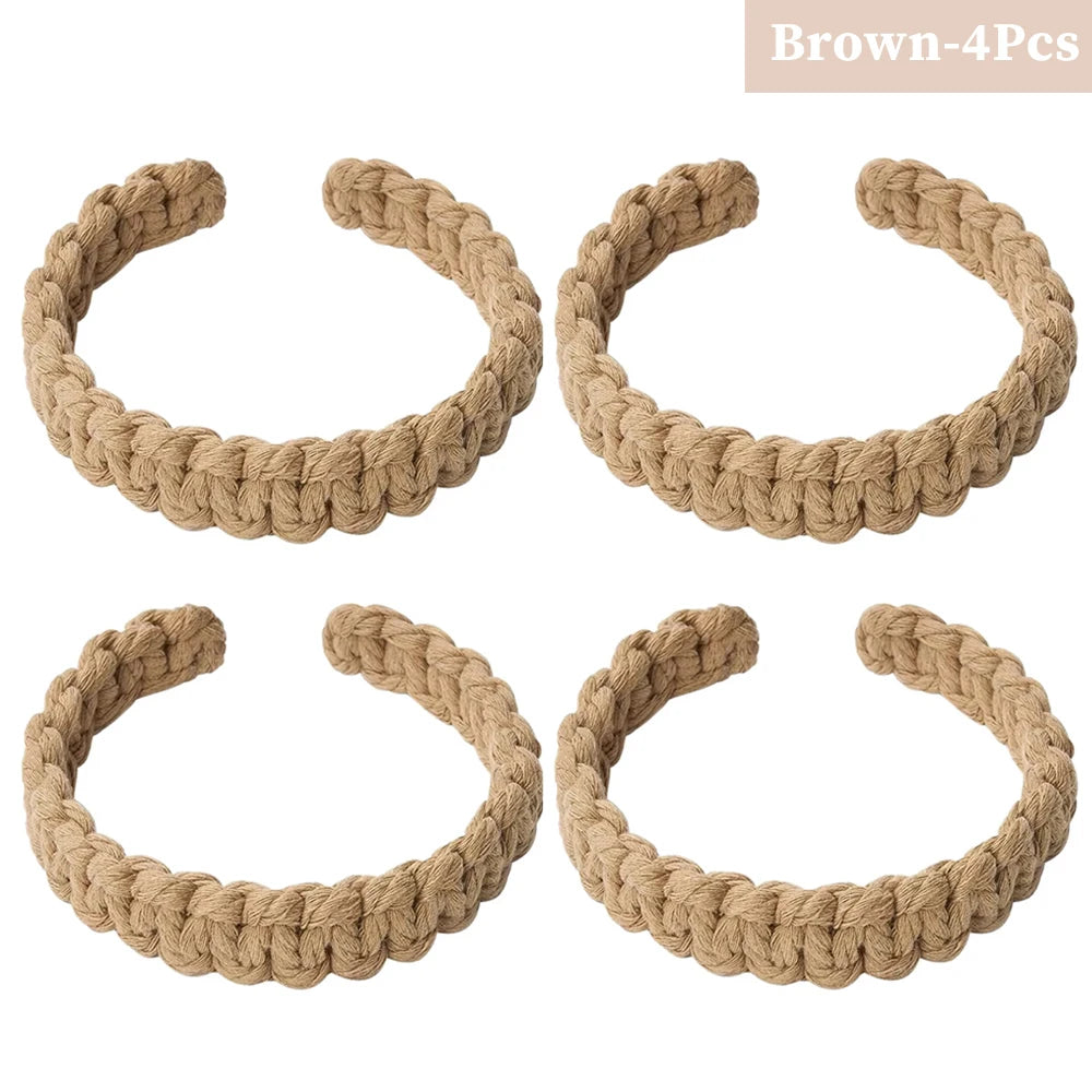 No-Drill Twist Curtain Tiebacks – Braided Rope Holdbacks Curtain Tiebacks Babs Brown 4Pcs