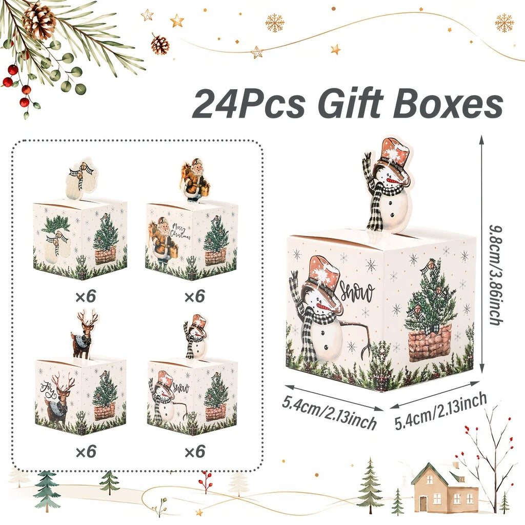 24pcs Gingerbread Man 3D Kraft Paper Christmas Candy Gift Boxes Holiday Gift Boxes Babs