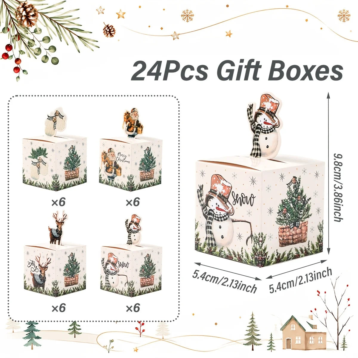 24pcs Gingerbread Man 3D Kraft Paper Christmas Candy Gift Boxes Holiday Gift Boxes Babs