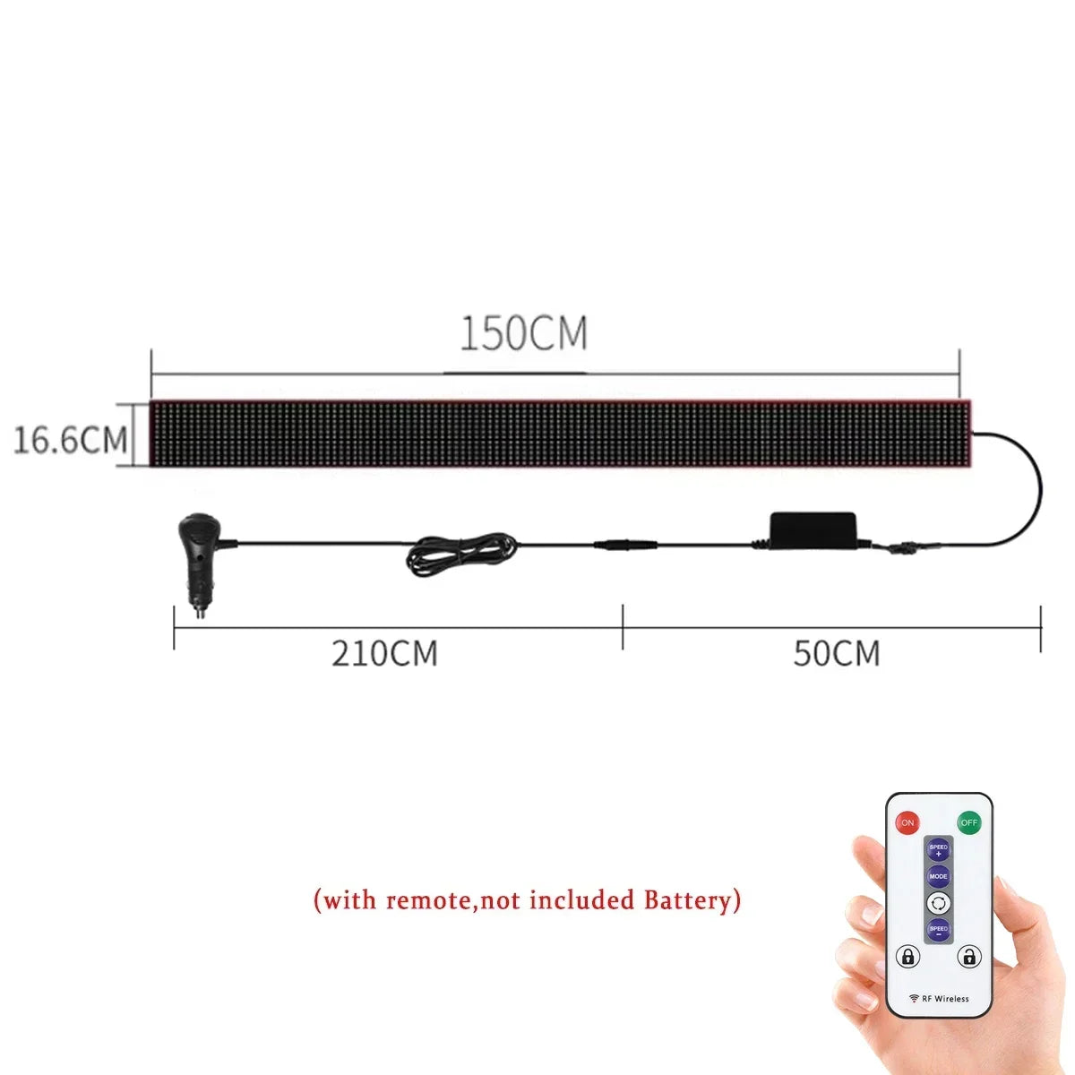 RGB LED Scrolling Display Panel for Car & Truck Windshield LED Display Panel Babs 150x16.6cm