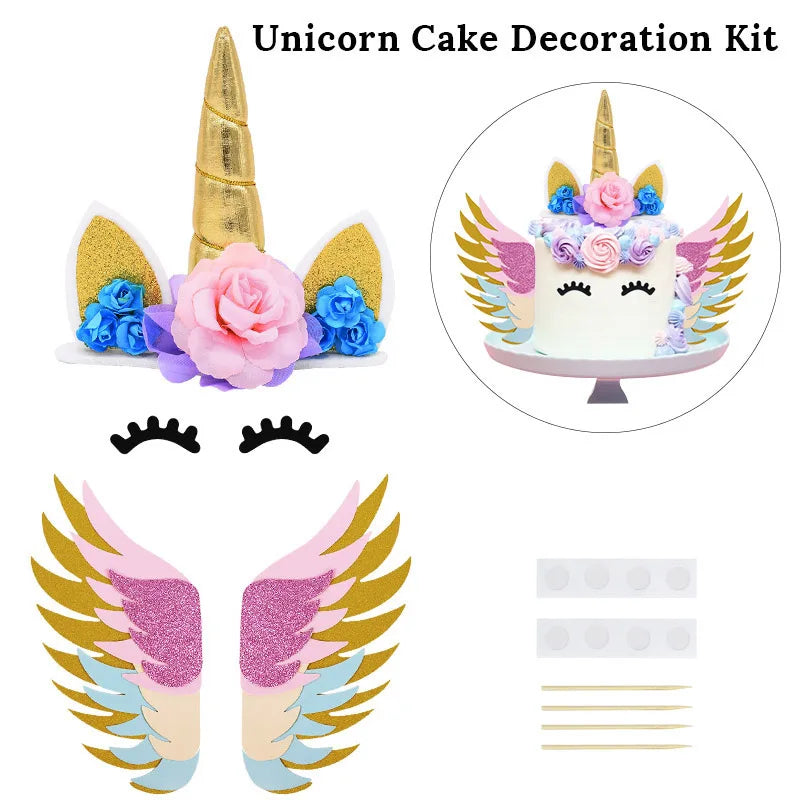 Rainbow Unicorn Cake Topper – Birthday & Baby Shower Decor Cake Topper Babs Set3