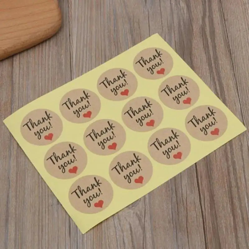 Kraft Paper Thank You Heart Stickers – 20 Sheets | Gift Labels Decorative Stickers Babs 20sheet 20pcs