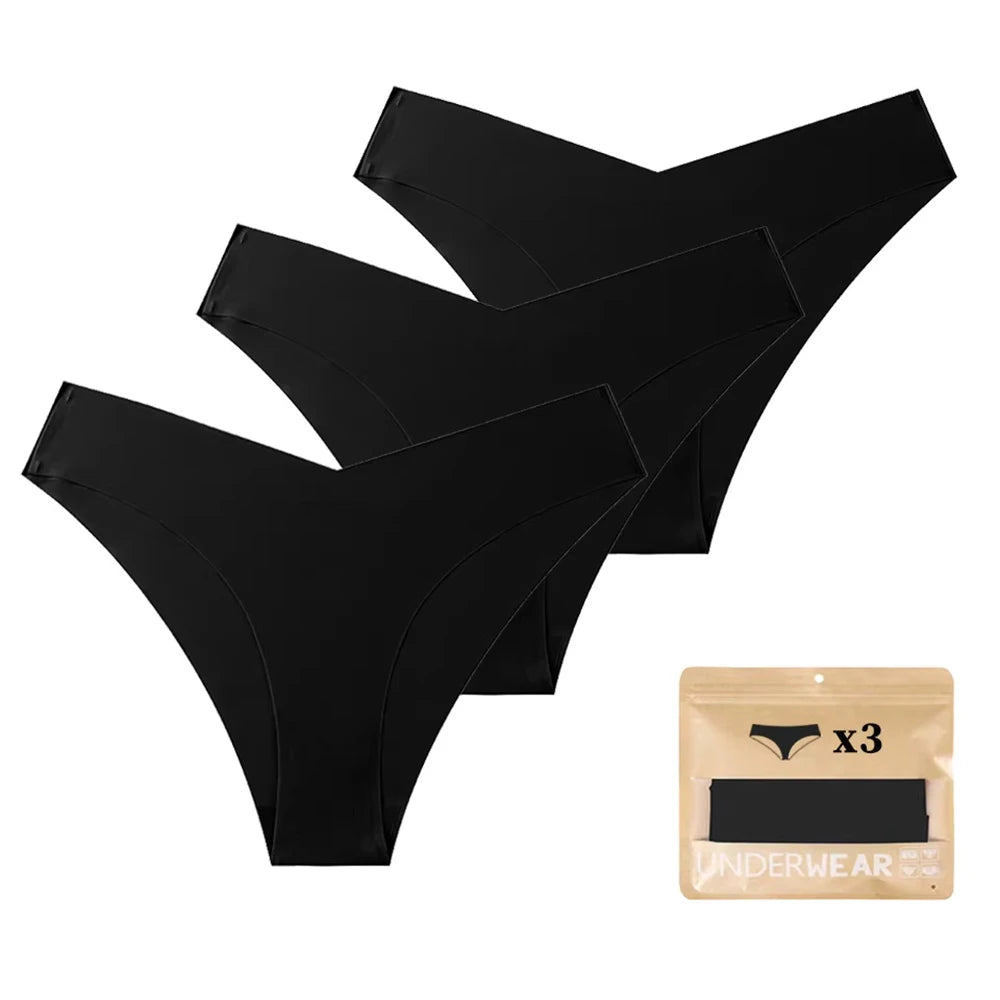 3-Pack Women's Seamless Low-Rise Thongs – No-Show Panties Women's Thong Panties Babs Black 3Pcs S Pack