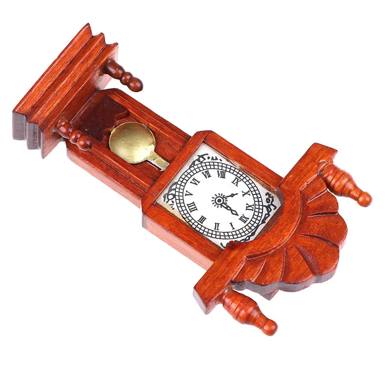 Wood Mahogany Miniature Clock – 1:12 Dollhouse Decoration Dollhouse Accessory Babs