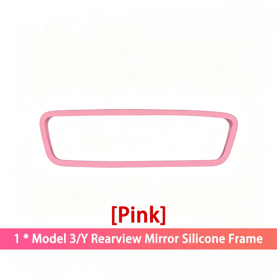 Silicone Rearview Mirror Protector Frame for Tesla Model 3 Y S X Mirror Protector Frame Babs Pink