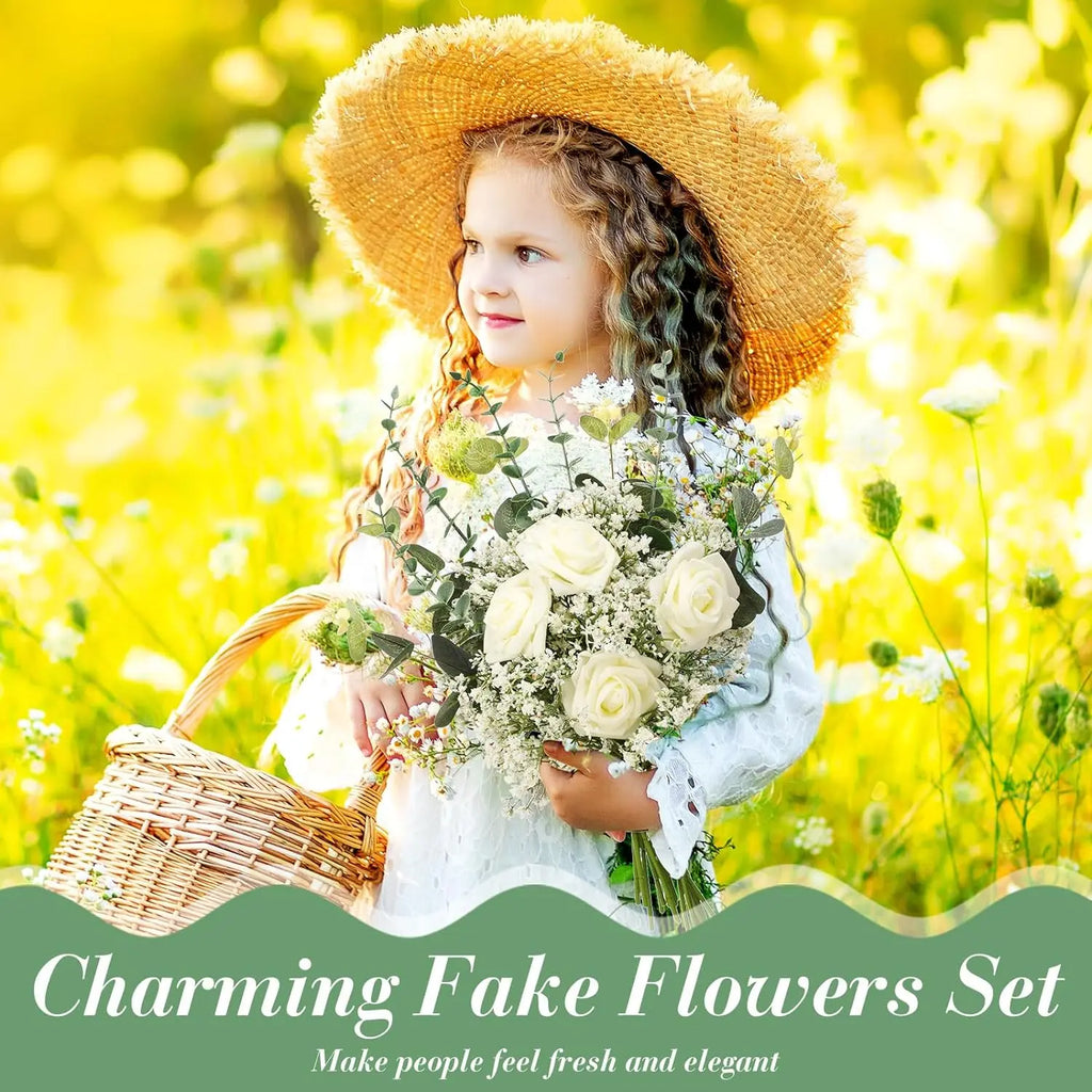 30-Piece Artificial Eucalyptus Baby's Breath Silk Flower Set Artificial Flower Set Babs