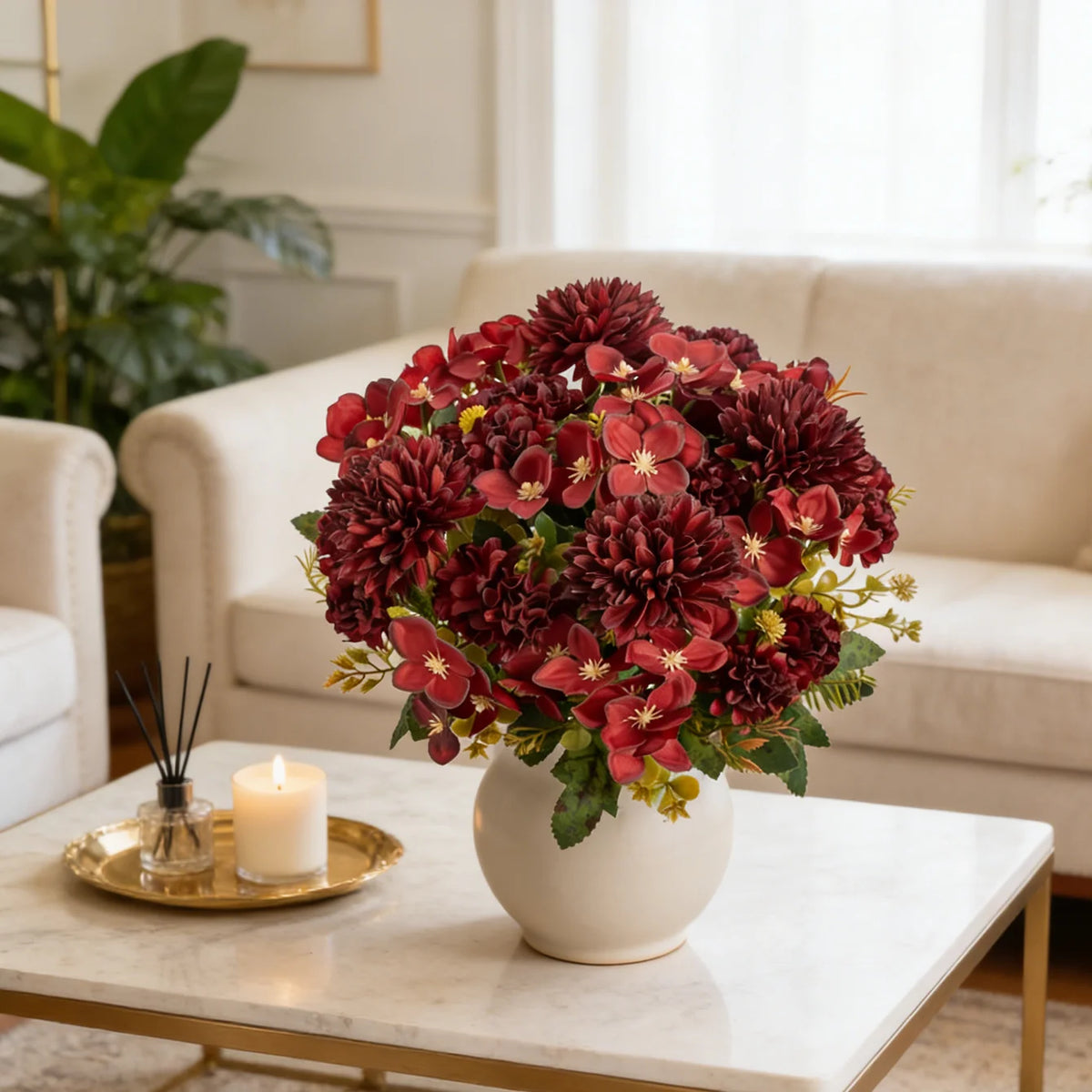 Silk Hydrangea & Carnation Artificial Flowers – Wedding Decor Artificial Silk Flowers Babs