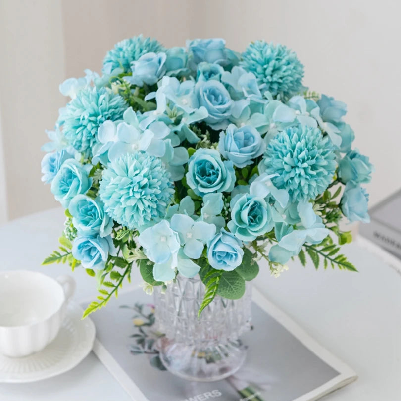 Silk Rose & Chrysanthemum Artificial Bouquet 29cm | 1-4pcs Artificial Flower Bouquet Babs