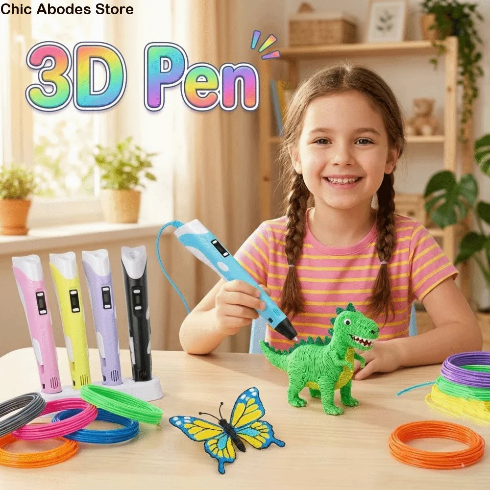 USB 3D Printing Pen | LED Display, PLA Filament, Adjustable Speed 3D Drawing Pen Babs