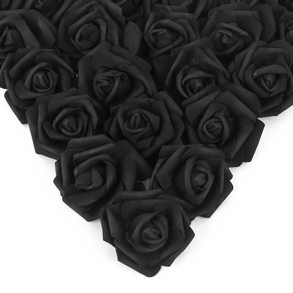 50/100pc Foam Rose Artificial Flowers – Wedding & Home Decor Artificial Flower Heads Babs black 50pcs