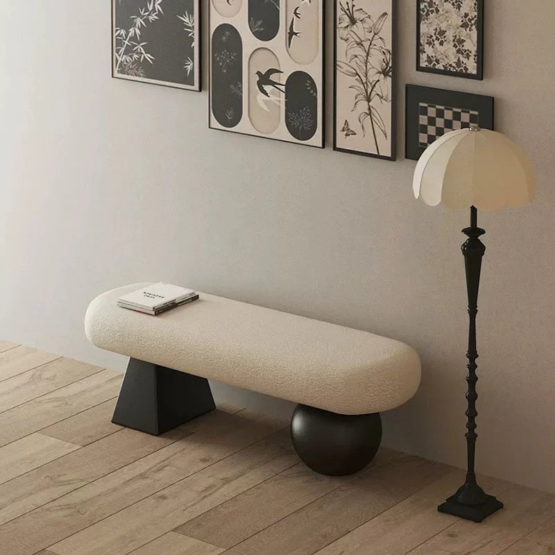 Modern Solid Wood Cushioned Ottoman Bench – Entryway & Living Room Cushioned Ottoman Bench Babs