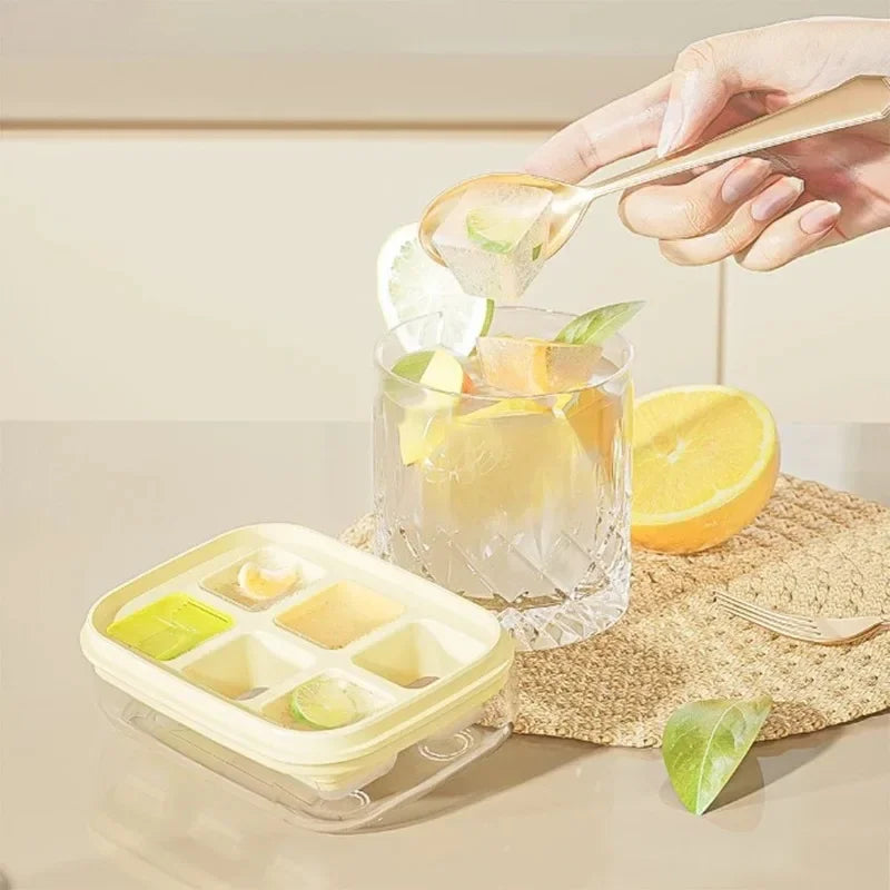 6-Grid Silicone Ice Cube Mold with Cover – Food Grade Tray Silicone Ice Tray Babs