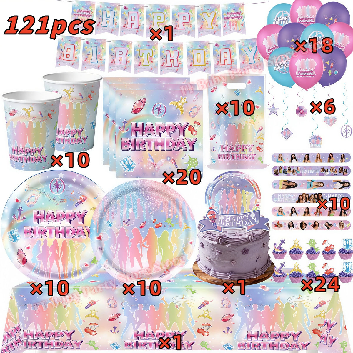 Katseye Kpop Birthday Party Supplies – Plates, Cups & Balloons Party Supplies Set Babs 121pcs 1