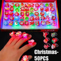 Halloween LED Glow Ring Set – Pumpkin Ghost Skull Finger Lights Halloween Party Favors Babs Christmas- 50PCS