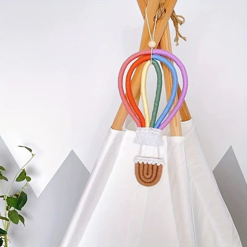 Nordic Woven Rainbow Hot Air Balloon Wall Hanging Ornament Wall Hanging Ornament Babs