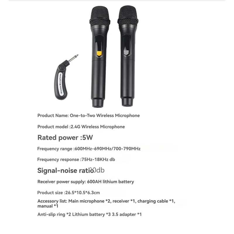 2.4G Wireless Handheld Microphone Kit – Stage & Karaoke Wireless Microphone Kit Babs Black