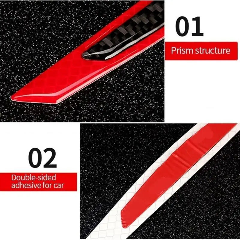 4pcs 5D Carbon Fiber Reflective Car Decals Warning Strip Set Car Decal Stickers Babs