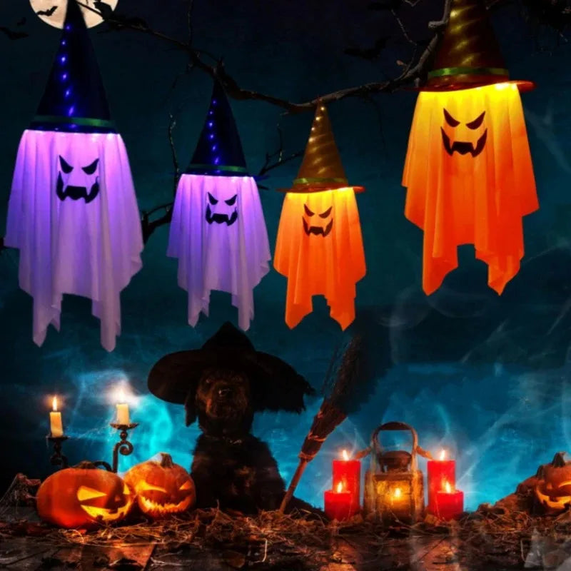 Halloween Glowing Witch Hat Hanging Decor | LED 1/2 Pack Halloween Hanging Decor Babs