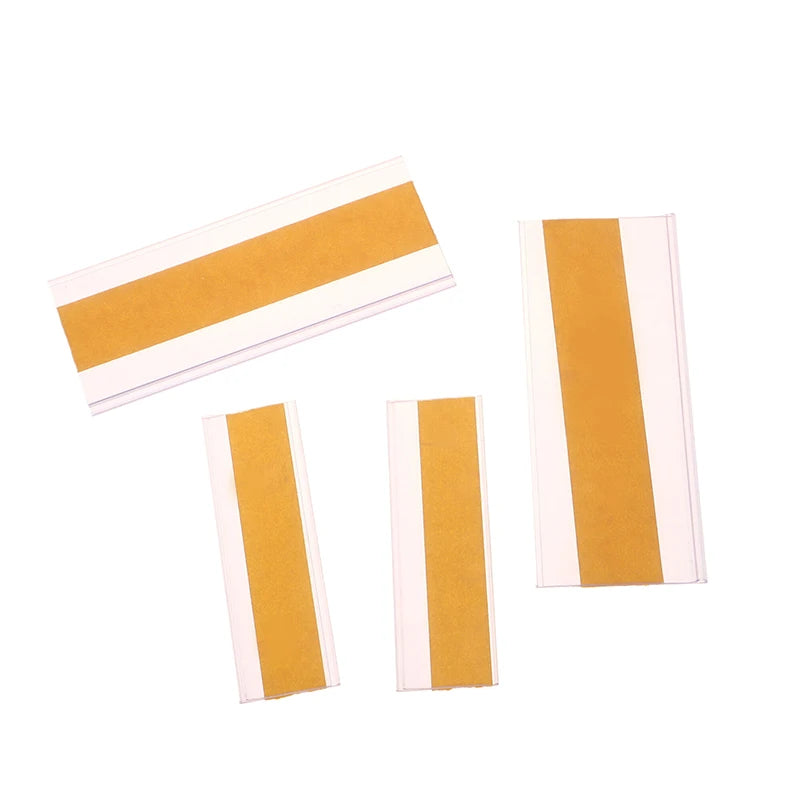 50Pcs Self-Adhesive Clear PVC Shelf Price Tag Holders Shelf Label Holders Babs