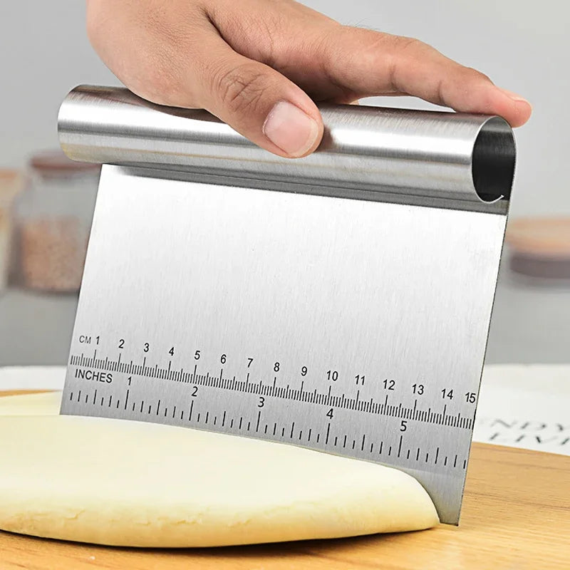 Stainless Steel Cake Scraper & Dough Cutter with Measuring Scale Dough Cutter & Scraper Babs