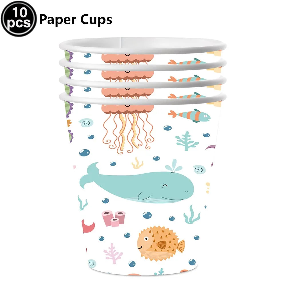 Ocean Animals Birthday Party Supplies Kit – Plates, Cups & More Party Supplies Kit Babs Olive as show
