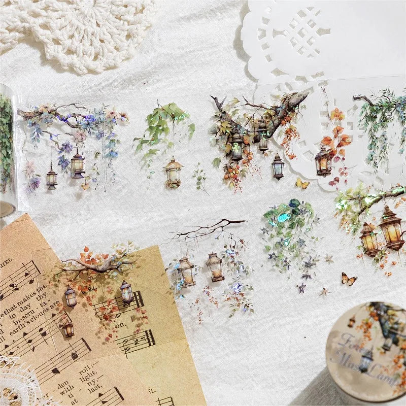 PET Decorative Tape – Retro Botanical Flower Branch Design Decorative Craft Tape Babs