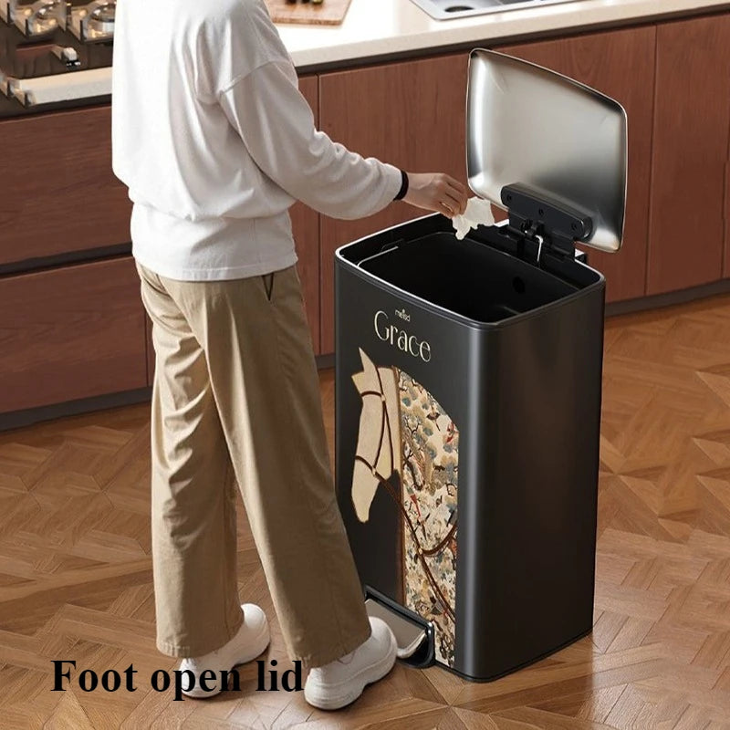 Stainless Steel Foot Pedal Trash Can with Lid – 15L/20L Foot Pedal Trash Can Babs