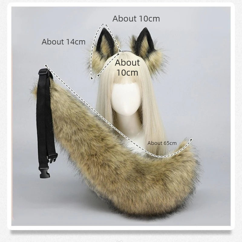 Wolf Ears & Tail Cosplay Set – Faux Fur Costume Headband Cosplay Costume Set Babs