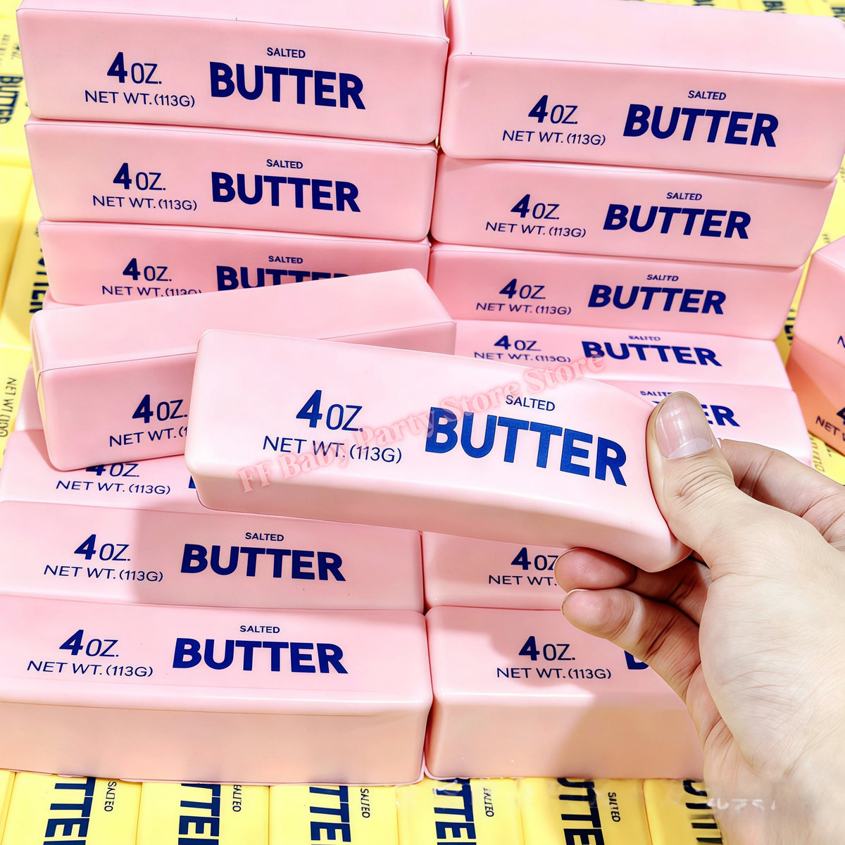 Butter Stick Squishy Cheese Fidget Toy – Slow Rise Squeeze Squishy Fidget Toy Babs Pink 1pcs
