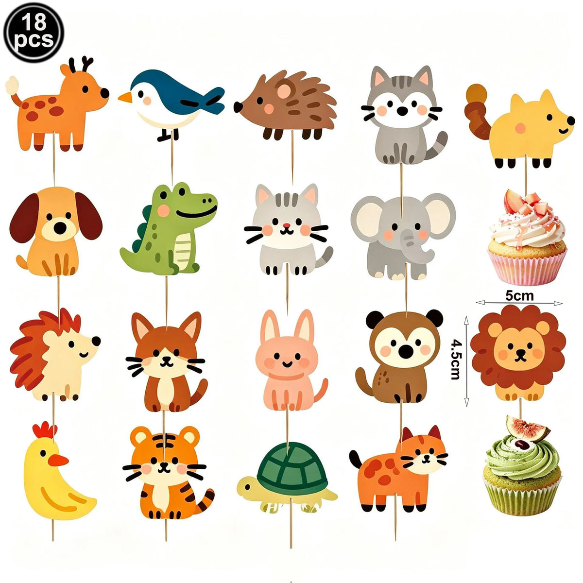 Jungle Safari Animal Cake Toppers & Cupcake Picks – Party Decor Cake Toppers Babs 18pcs cake topper