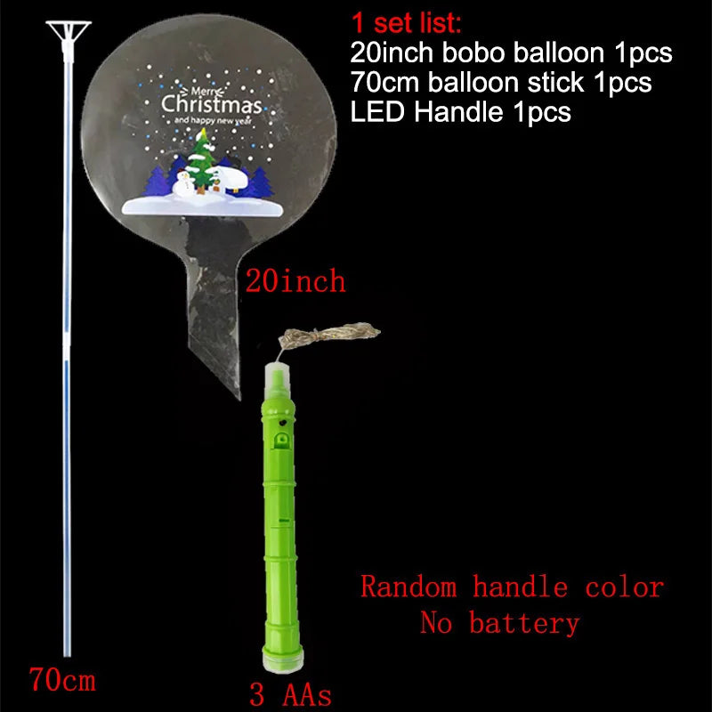 Christmas LED BoBo Balloons Set – Flashing Handle & 70cm Stick LED Party Balloons Babs Green F 1 Pack