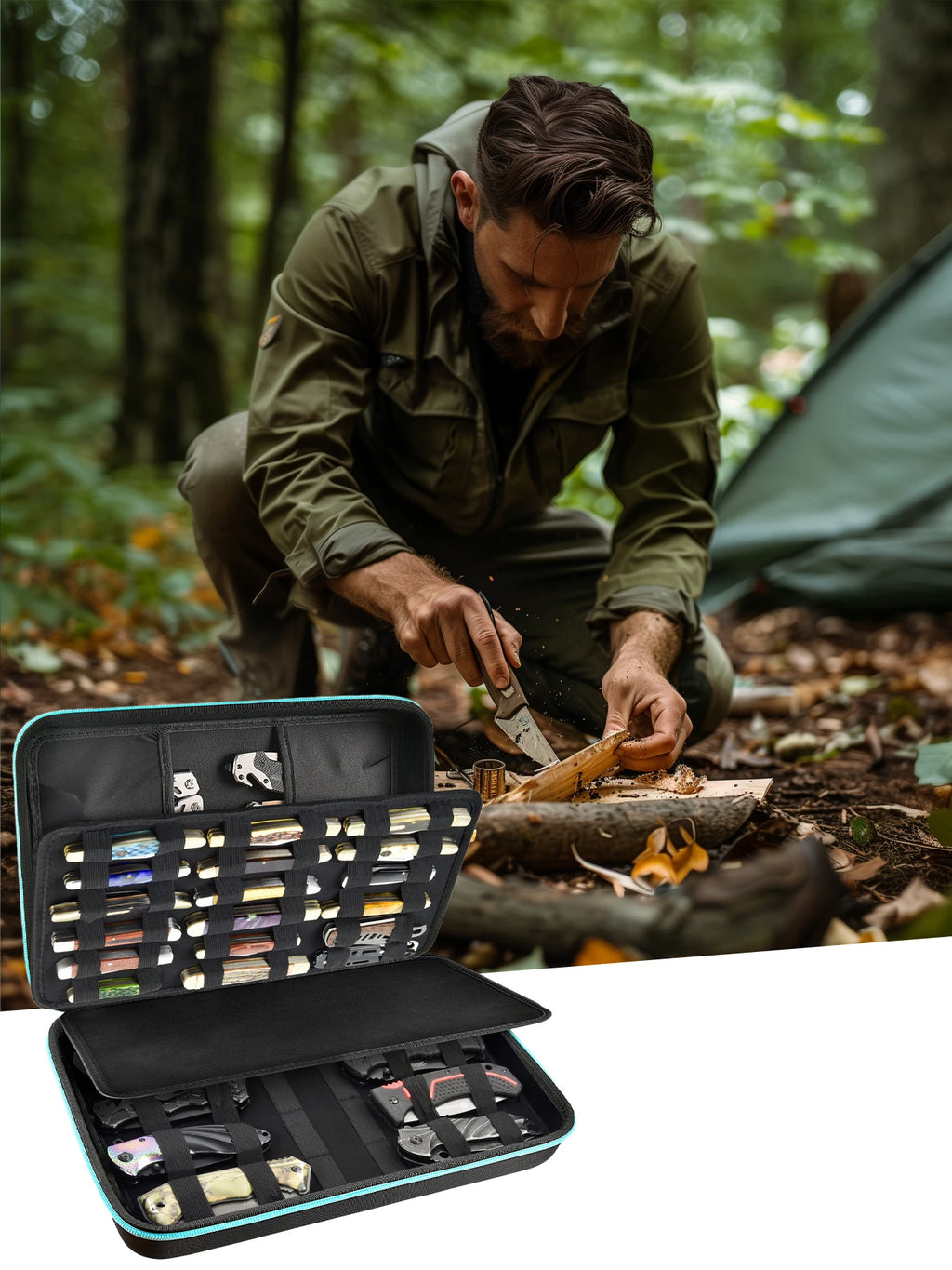 Knife Display Case – 56+ Slot Pocket & Folding Knife Organizer Knife Storage Organizer Babs