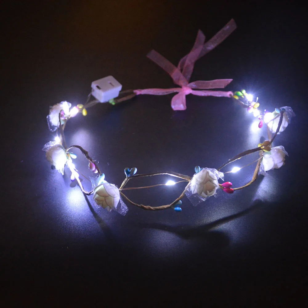 10-Pack LED Flower Crown Headbands | Floral Wreath Hair Accessories LED Floral Headband Babs 1
