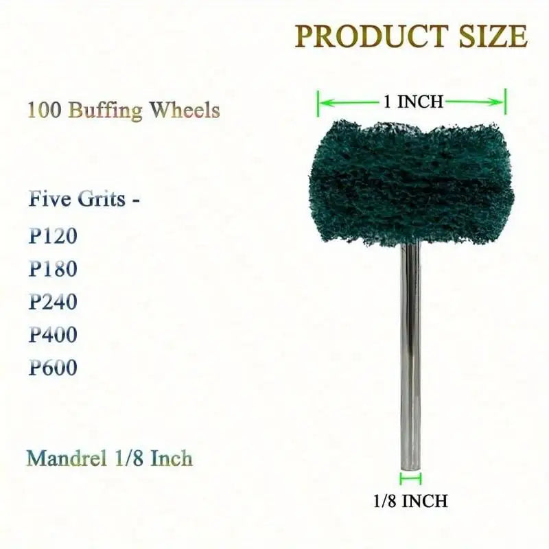 100-Pack Abrasive Buffing Polishing Wheels – 5 Grits for Metal Abrasive Buffing Wheels Babs