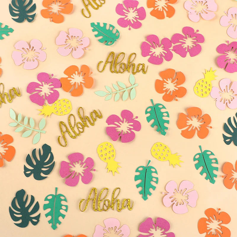 100pcs Hawaiian Luau Paper Confetti – Tropical Party Table Decor Party Table Confetti Babs