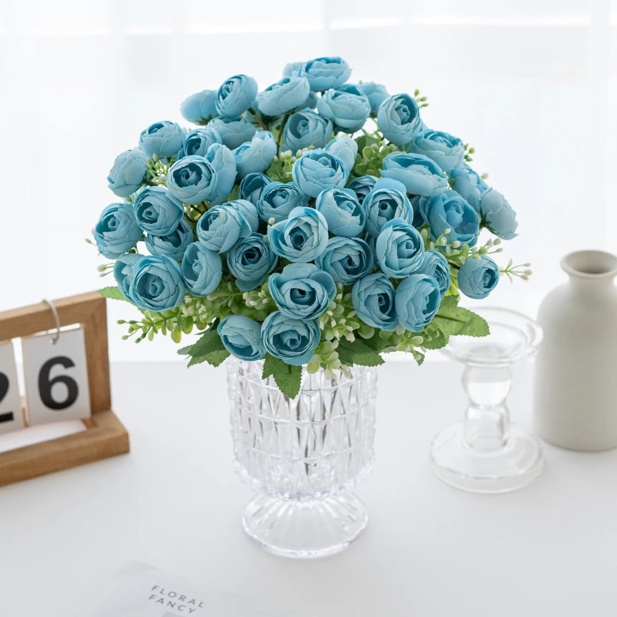 Artificial Silk Rose Tea Bud Bouquet – Wedding & Home Decor Artificial Flower Bouquet Babs