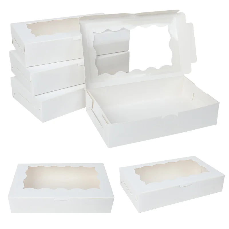 Windowed Kraft Gift Boxes for Candy, Cookies & Party Favors Gift Packaging Boxes Babs White 5Pcs