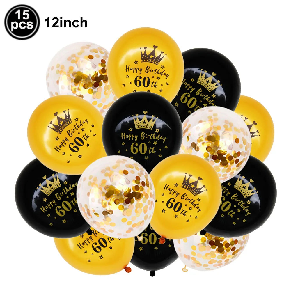 30/40th Birthday Balloon Set – Black Gold Foil & Confetti Decor Party Balloon Set Babs 60th 1 As show