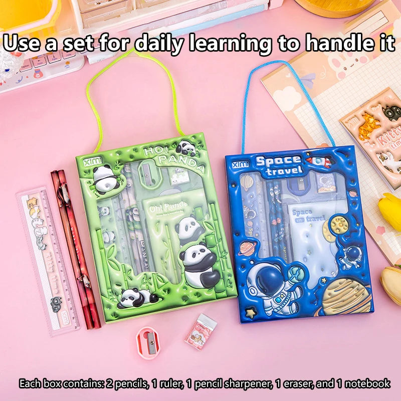 Kids Cartoon Stationery Set – 6-Piece Children's Study Kit Kids Stationery Set Babs