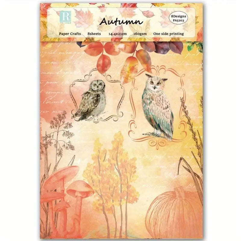 Autumn Scrapbook Paper Pad – 8pc Vintage Cardstock for DIY Scrapbook Paper Pad Babs