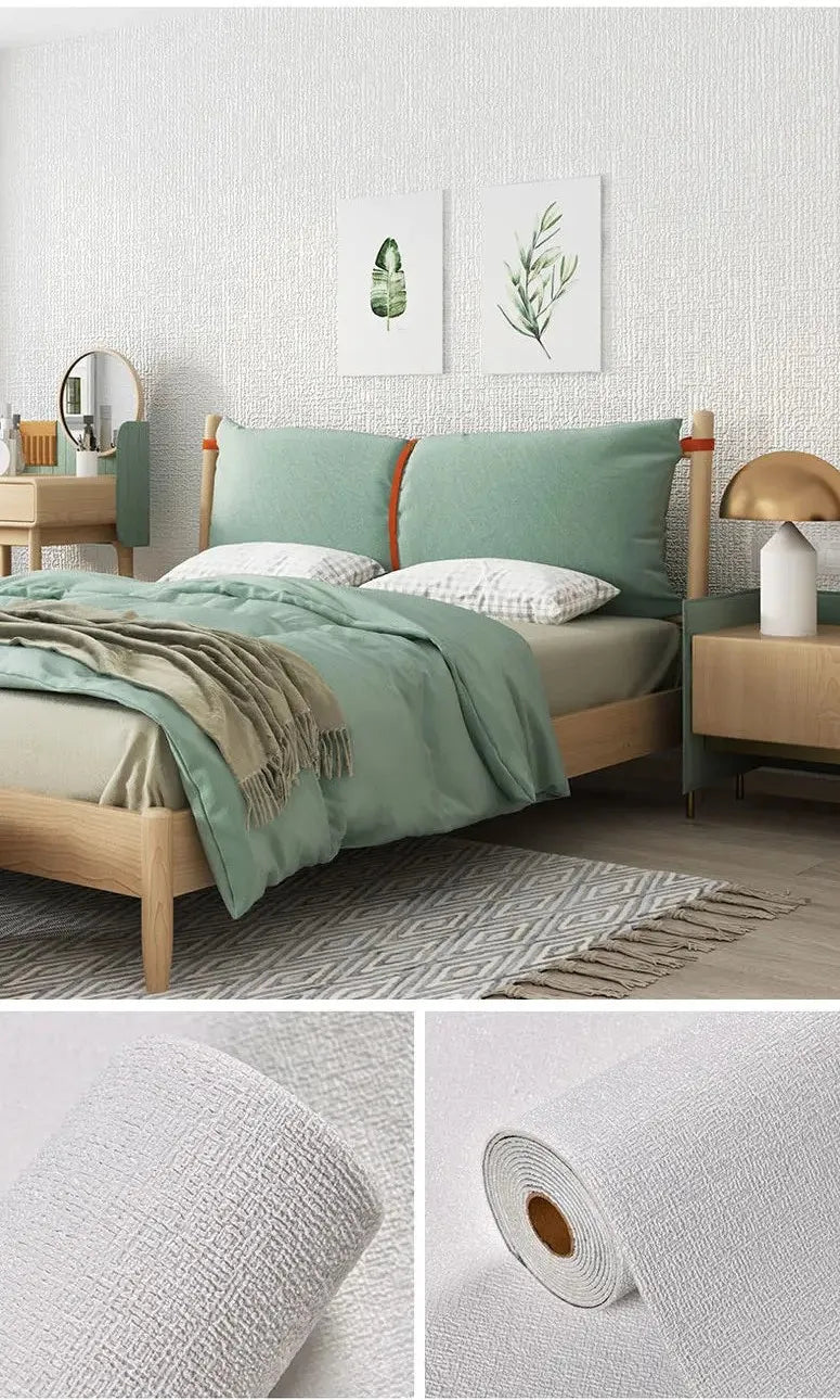 Self-Adhesive XPE Foam Wallpaper – Linen Diatom Mud Wall Sticker Peel & Stick Wallpaper Babs Linen White 50cmx10m